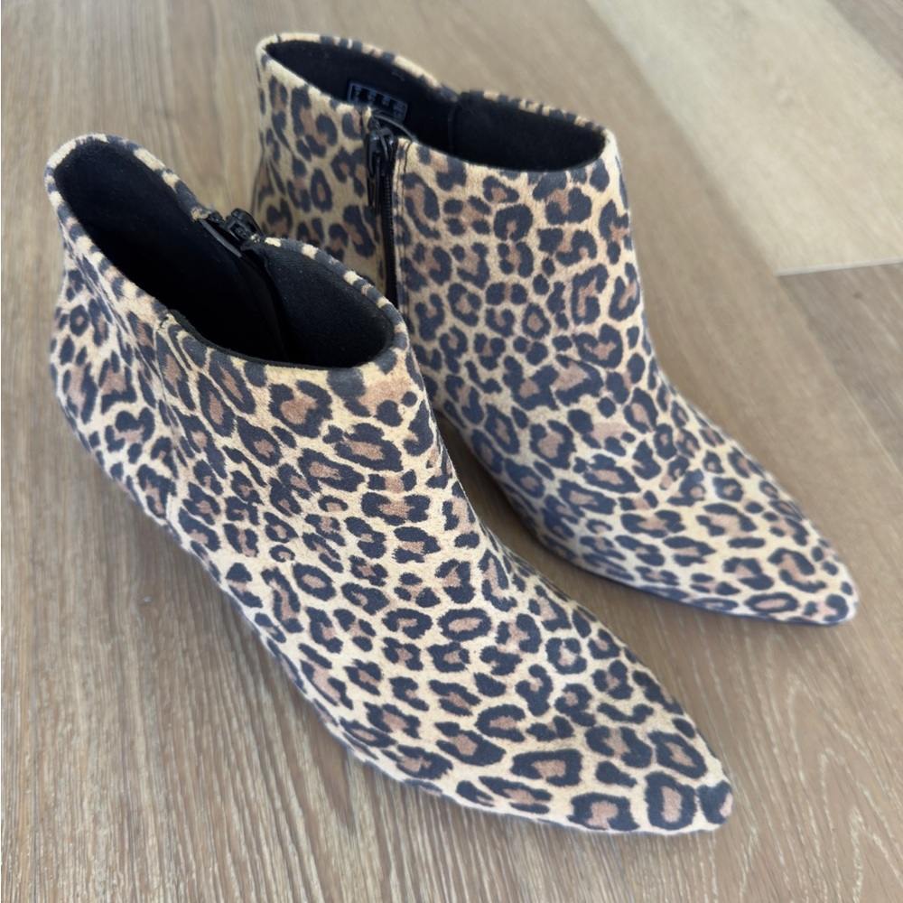 Brown Leopard suede Print Ankle Boots